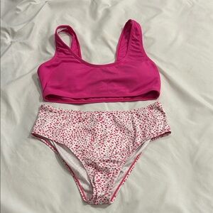 SHEIN Pink and White Bikini Set